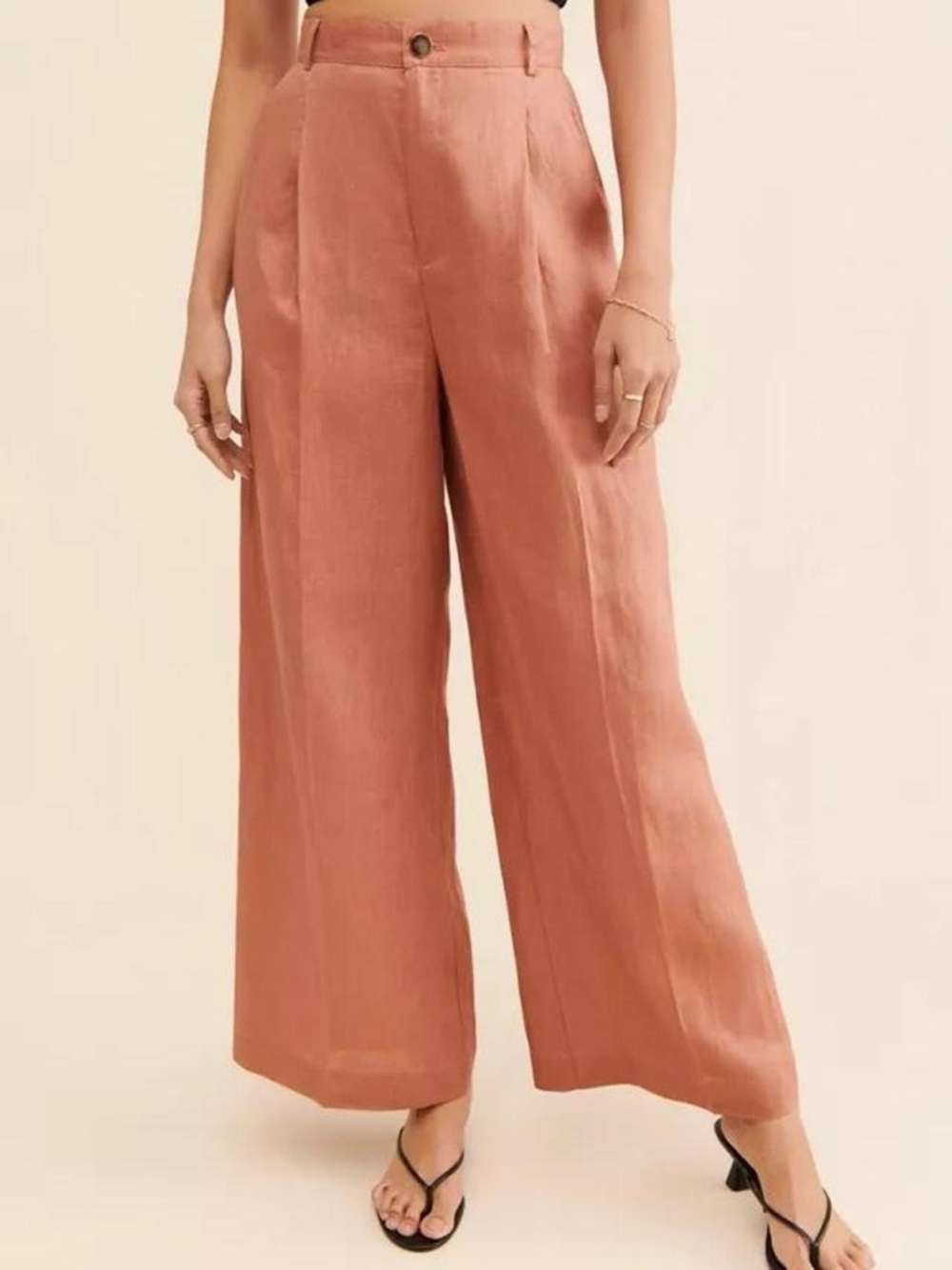 MINKPINK Wide-Leg High-Rise Pants - Terracotta Pink